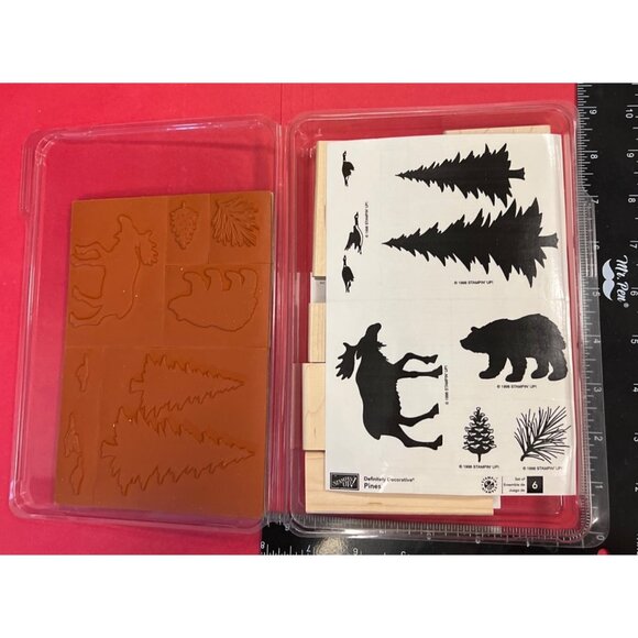 UNMOUNTED Stampin Up Definitely Decorative Pines Wood Mounted Rubber Stamp Set - Picture 2 of 2